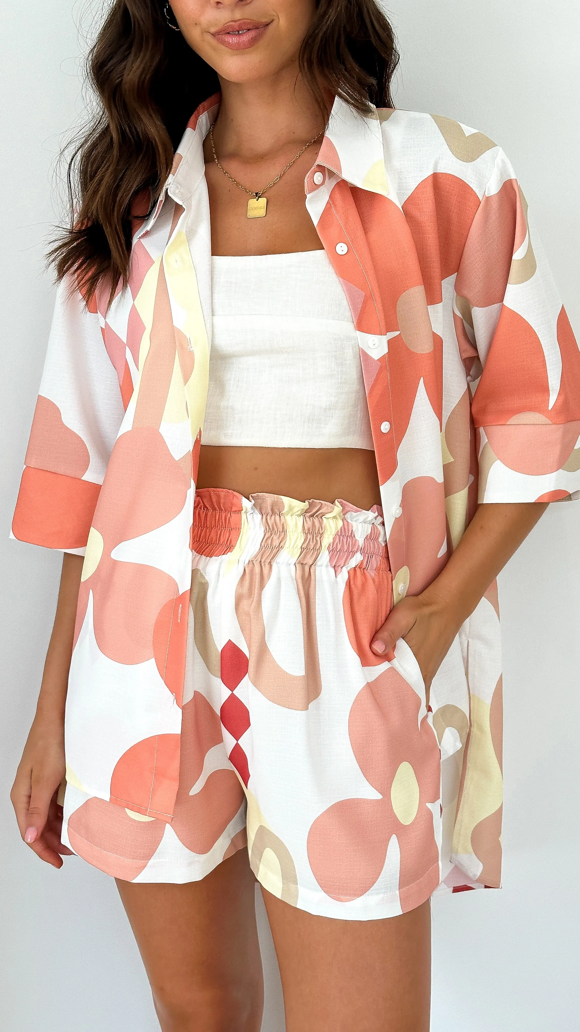 Brittany Button Up Shirt - Orange Floral sold by Billy J