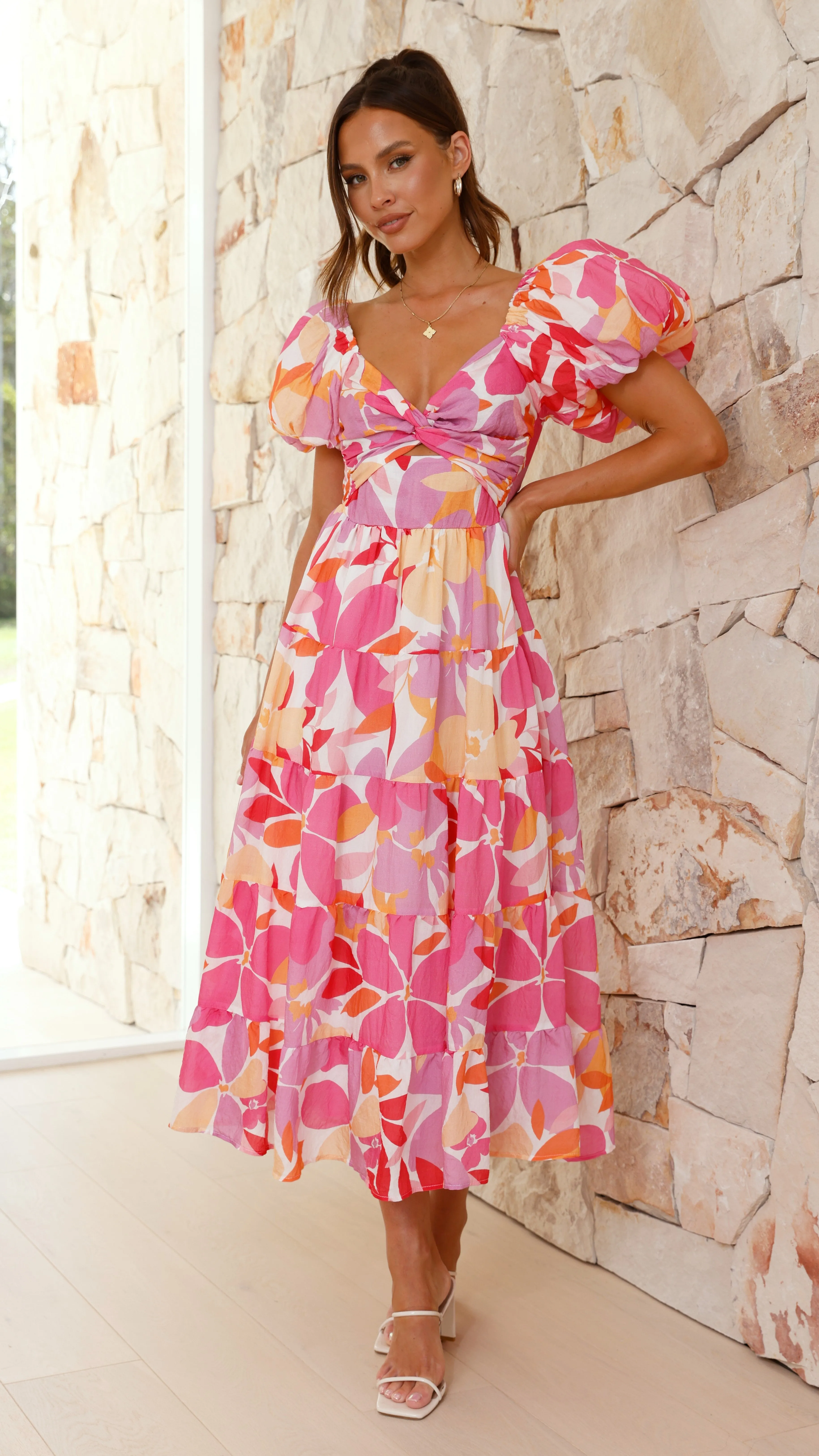 Zahrah Maxi Dress - Pink / Lilac Floral sold by Billy J product image thumbnail 5