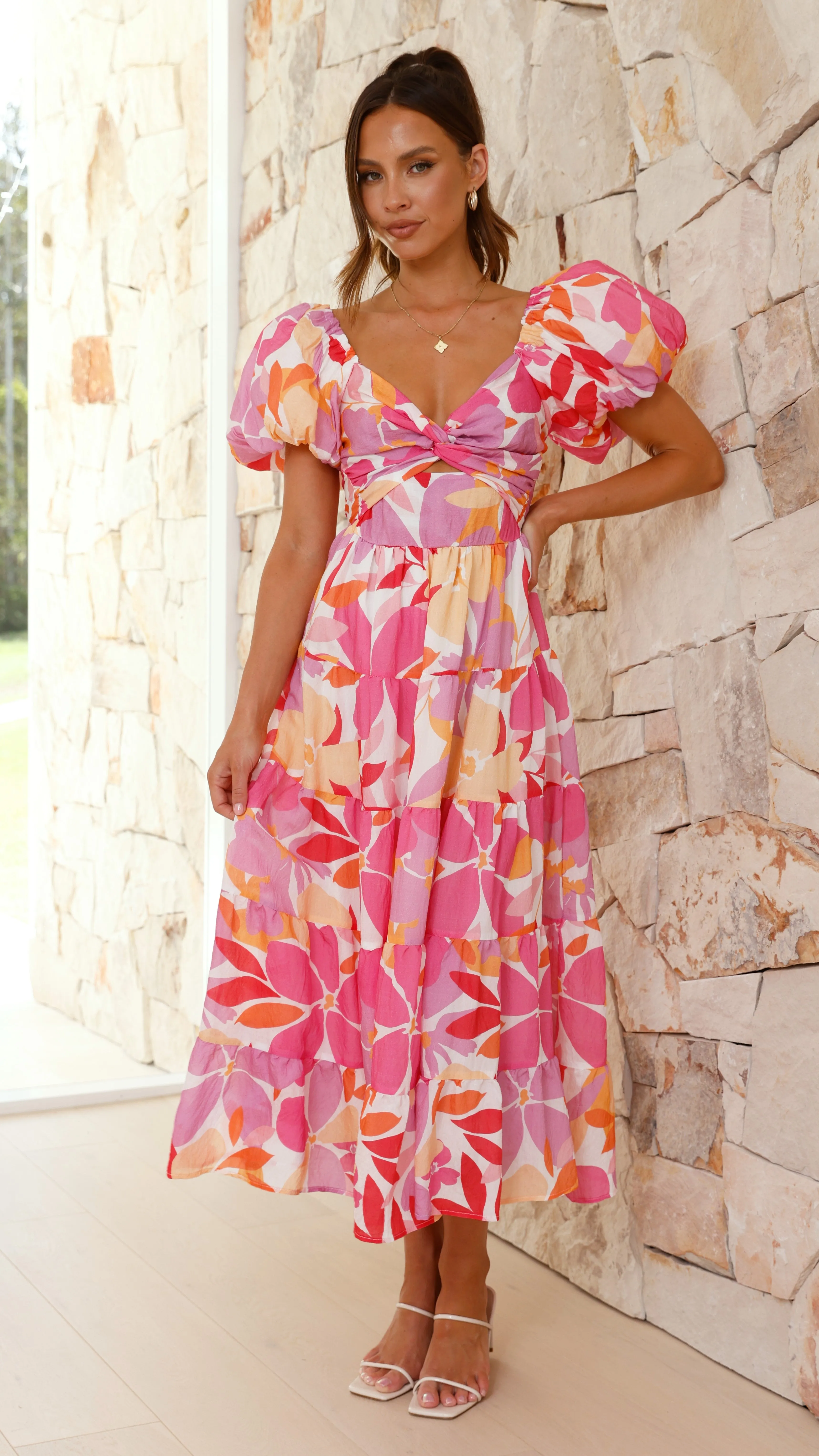 Zahrah Maxi Dress - Pink / Lilac Floral sold by Billy J product image thumbnail 4