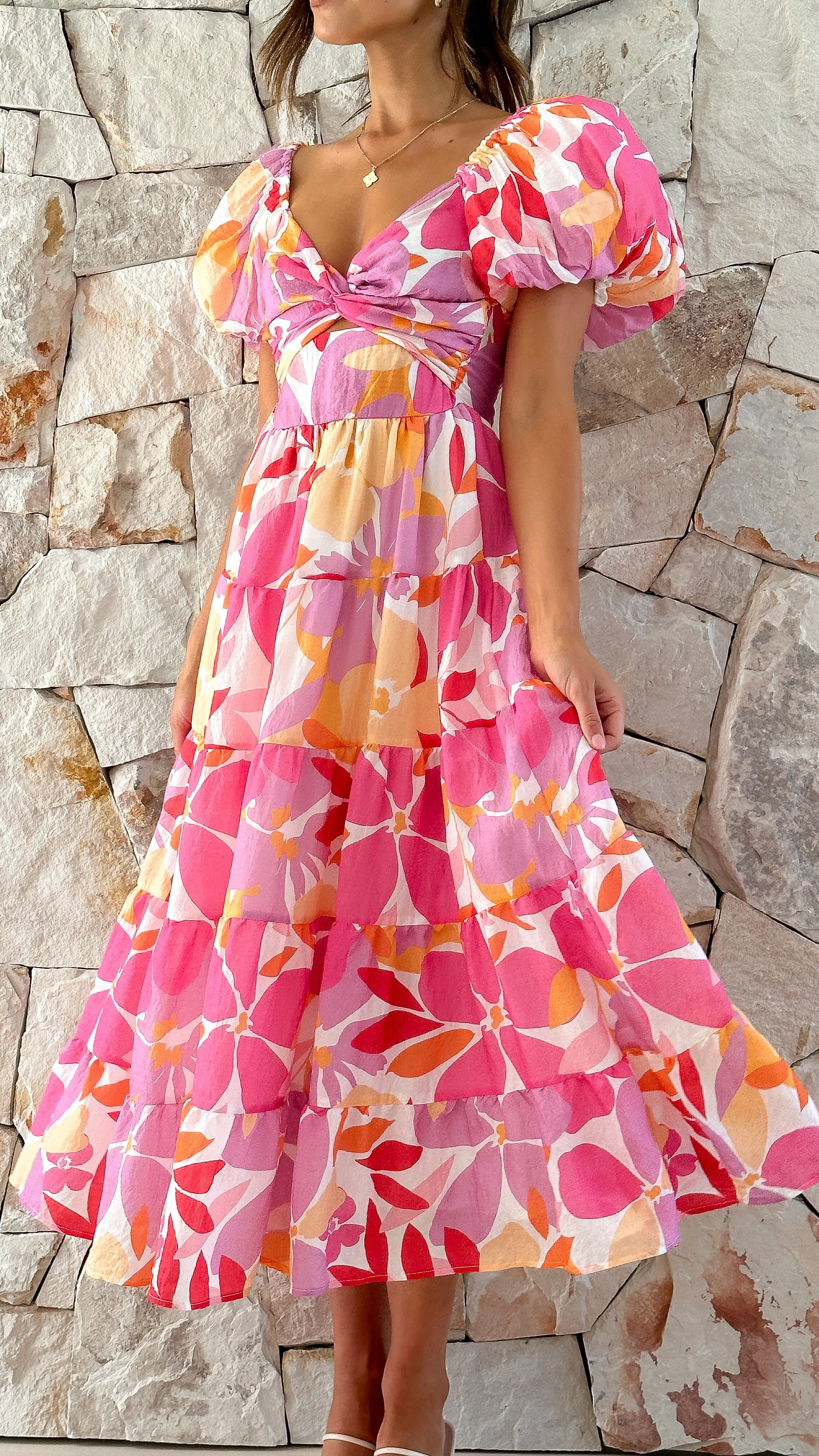 Zahrah Maxi Dress - Pink / Lilac Floral sold by Billy J product image thumbnail 3