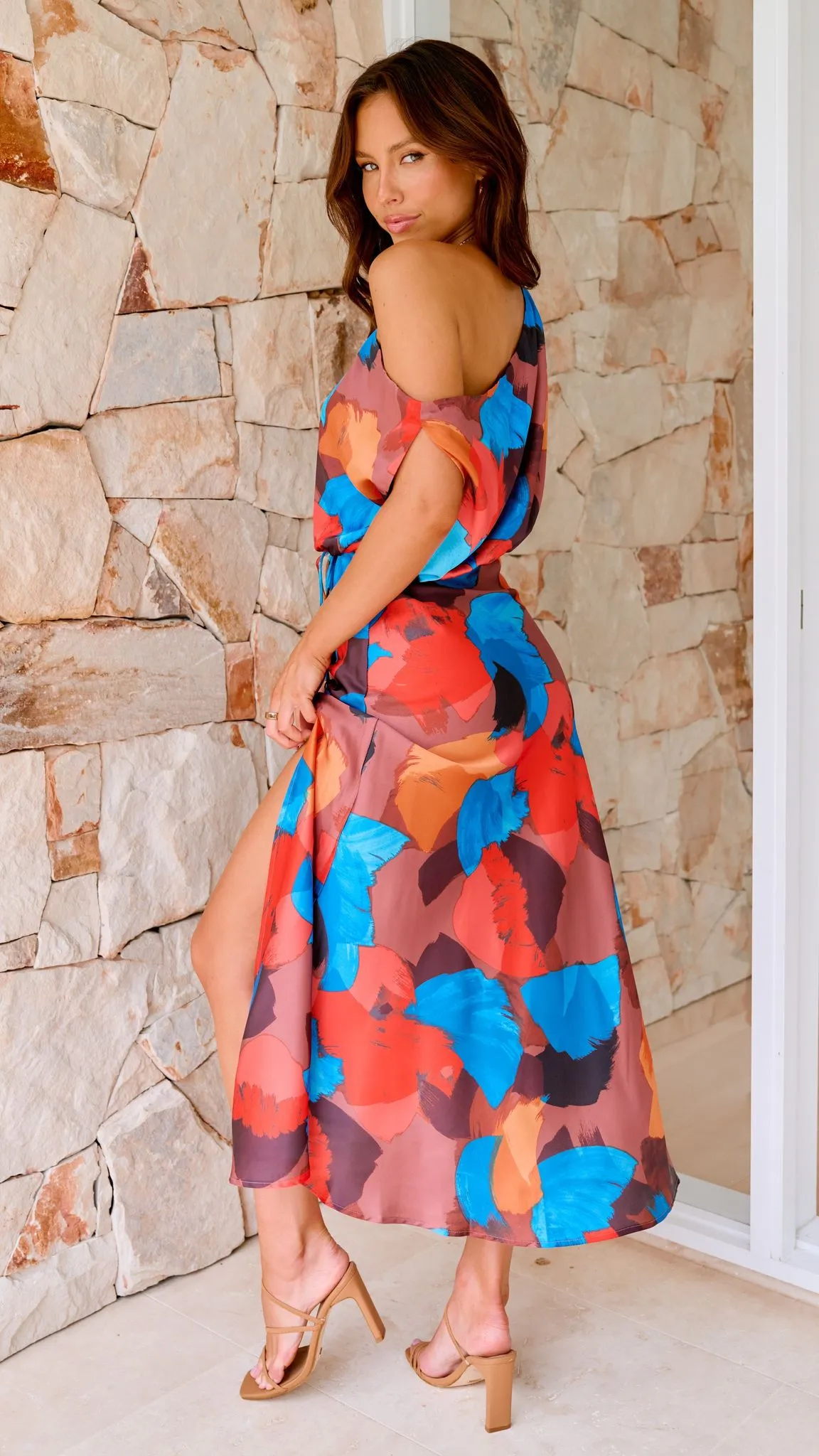 Bama Maxi Dress - Orange / Green Multi sold by Billy J product image thumbnail 2