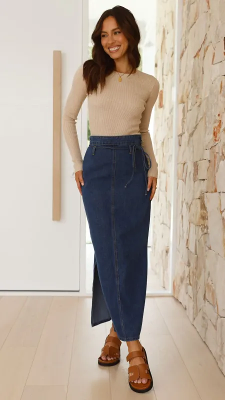 Kahlilia Maxi Skirt - Mid Blue Denim sold by Billy J