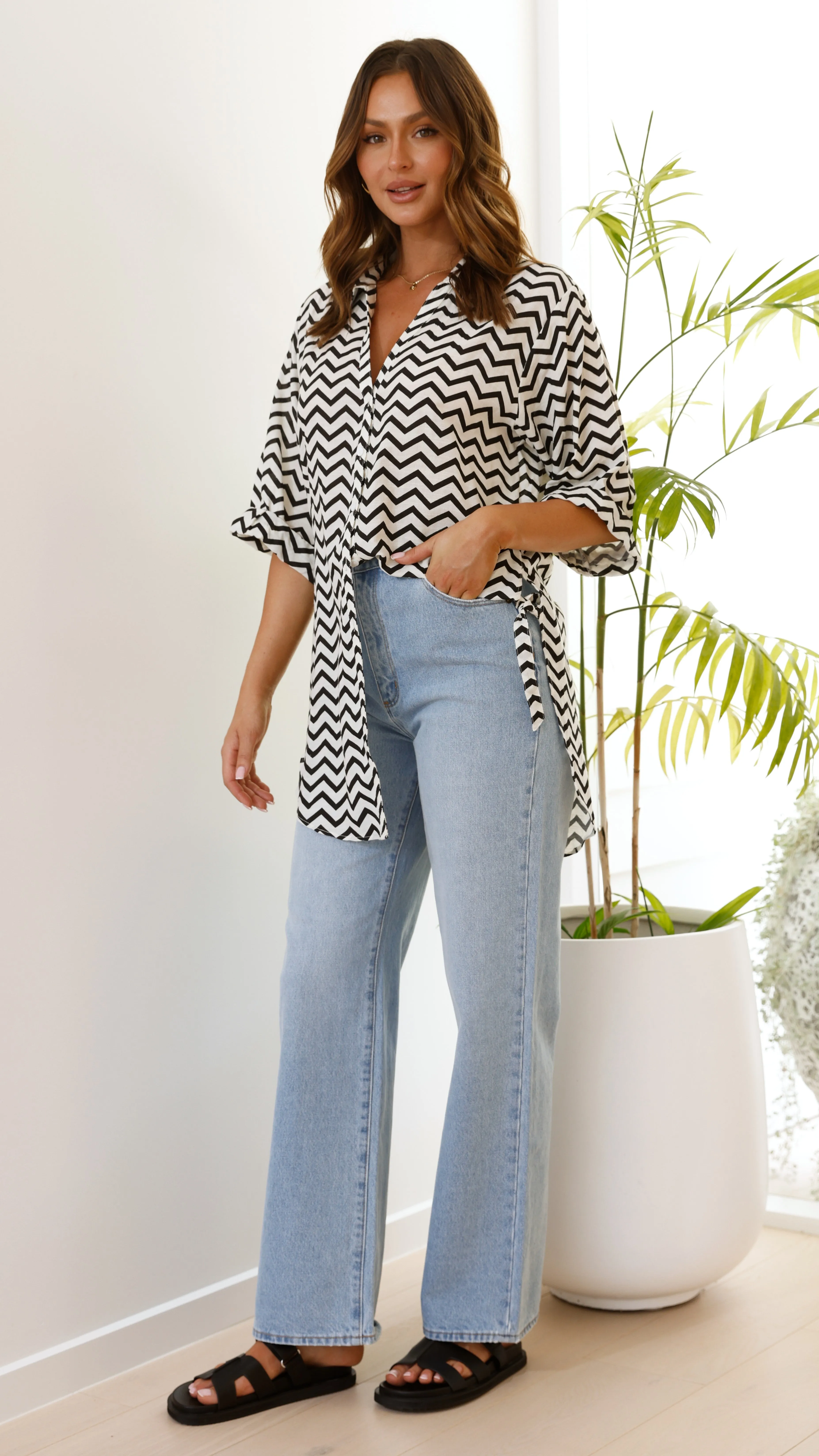 Vesper Beach Shirt - Black / White Zig Zag sold by Billy J product image thumbnail 3