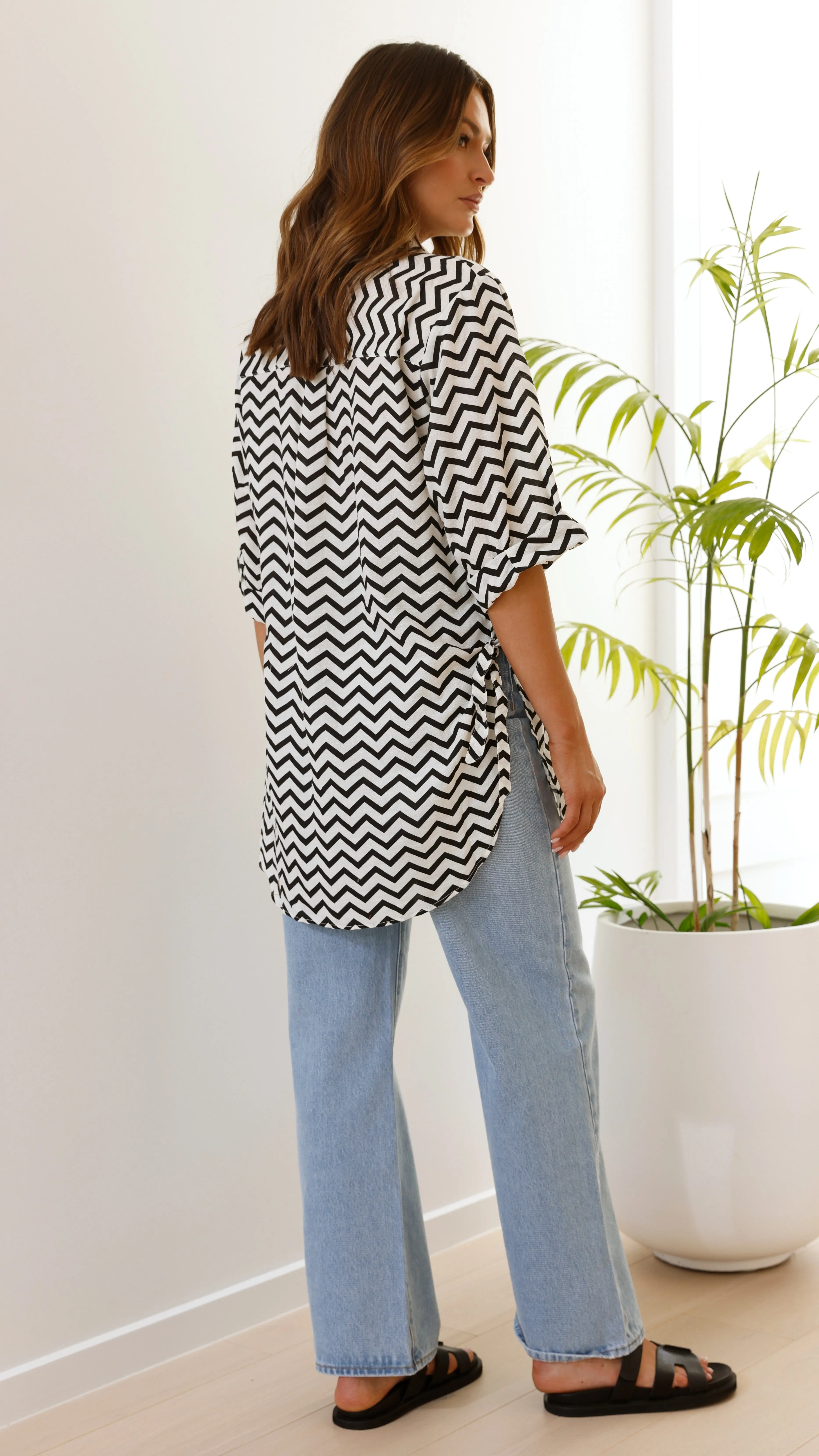 Vesper Beach Shirt - Black / White Zig Zag sold by Billy J product image thumbnail 2