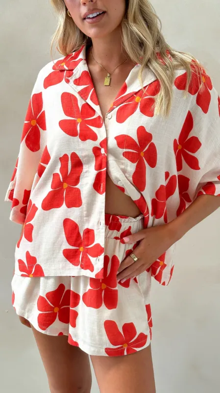 Edita Button Up Shirt - Hibiscus sold by Billy J