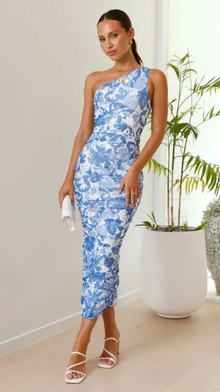 Natalia Midi Dress - Blue Floral sold by Billy J