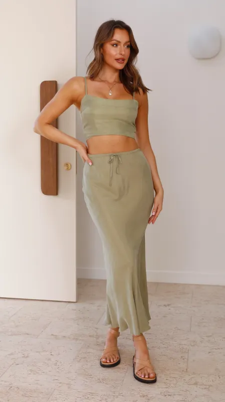 Whitney Maxi Skirt - Sage Cupro sold by Billy J