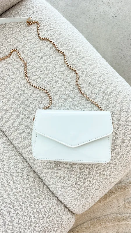 Rosie Cross Body Bag - White Patent sold by Billy J