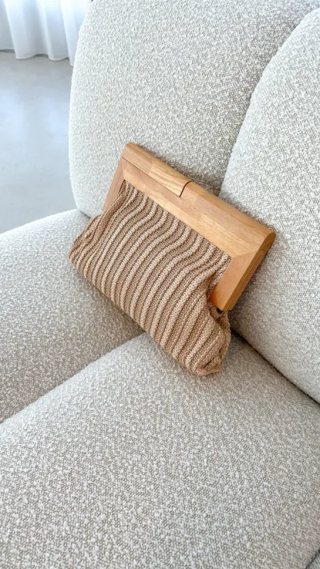 Zoey Thick Stripe Timber Frame Clutch - Natural sold by Billy J