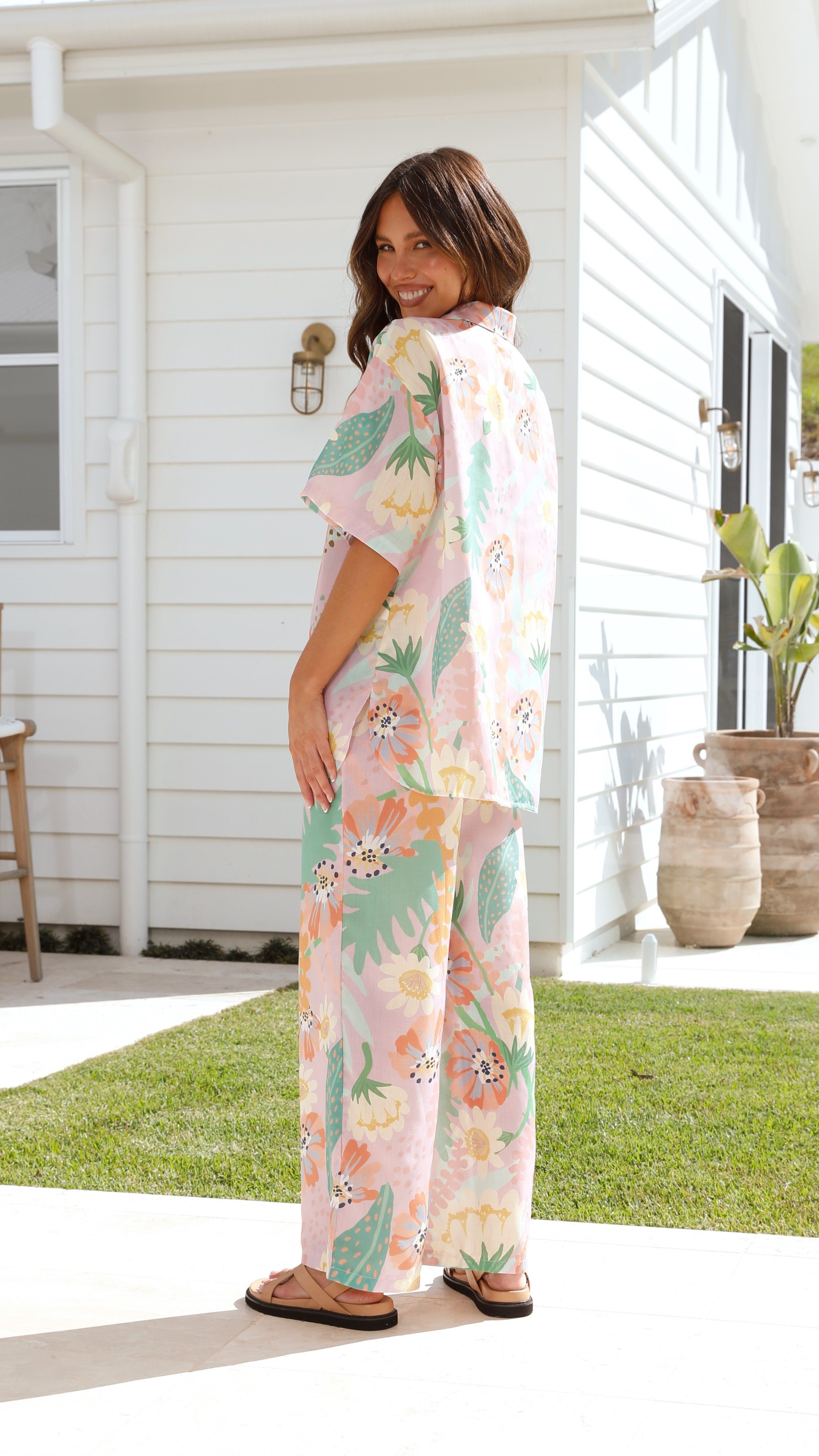 Stella Button Up Shirt and Pants Set - Pink Multi sold by Billy J product image thumbnail 2