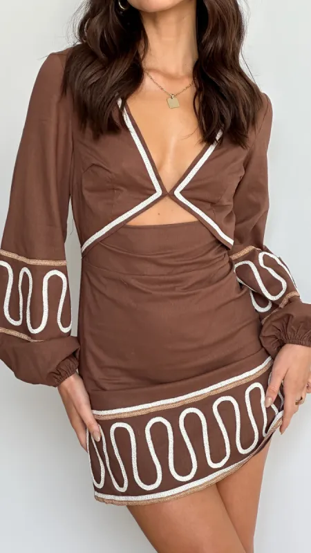 Michaela Mini Dress - Chocolate sold by Billy J