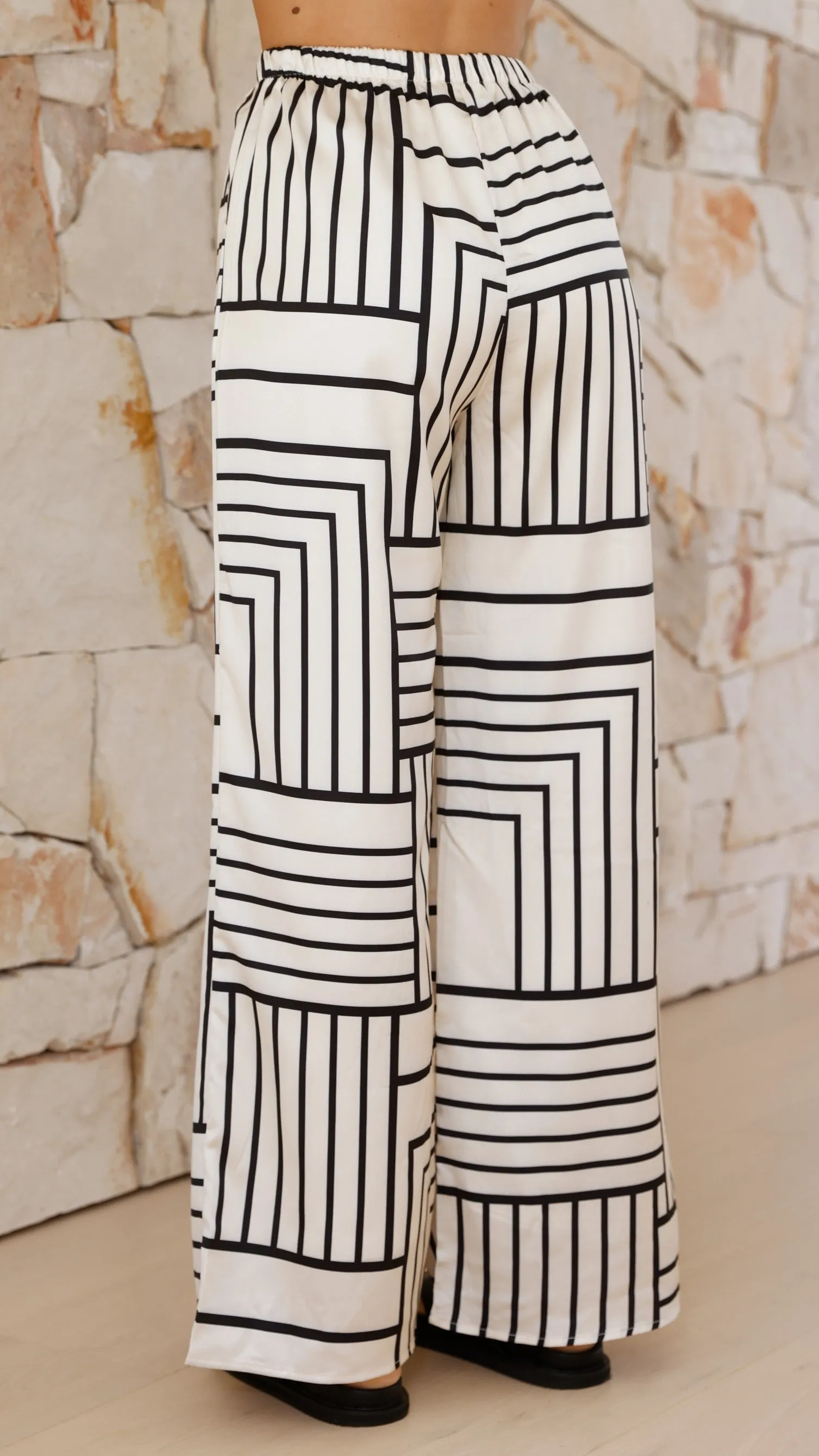 Macario Button Up Shirt and Pants Set - Beige / Black Geo Stripe sold by Billy J product image thumbnail 4