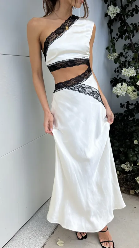 Emily One Shoulder Maxi Dress - White sold by Billy J
