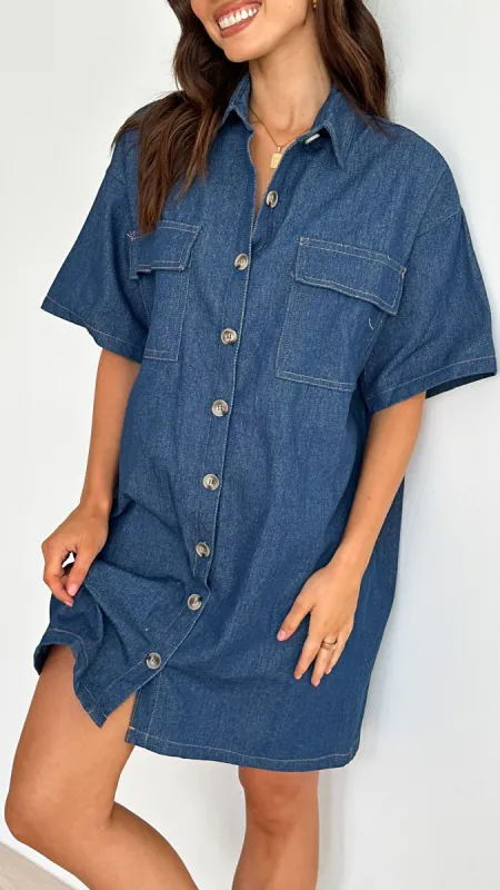 Laksha Mini Dress - Dark Denim sold by Billy J