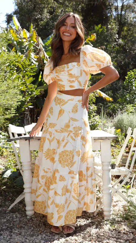 Calla Top and Maxi Skirt Set - Yellow/White Floral sold by Billy J