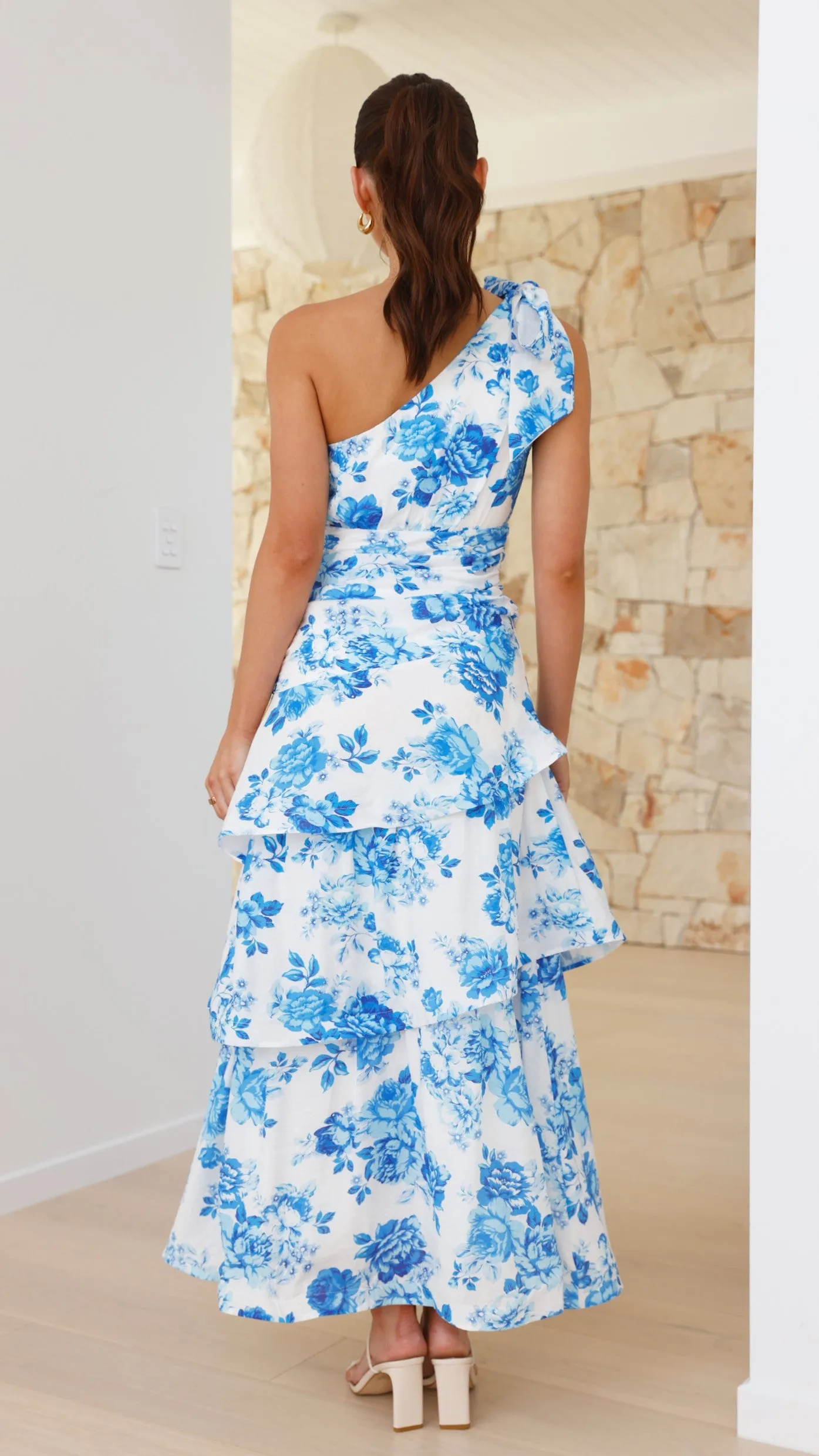 Odilie One Shoulder Maxi Dress - Blue Floral sold by Billy J product image thumbnail 3