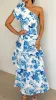 Odilie One Shoulder Maxi Dress - Blue Floral sold by Billy J