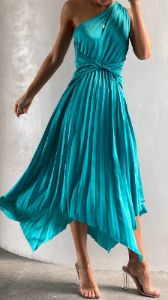 Cali One Shoulder Midi Dress - Blue sold by Billy J