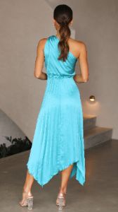 Cali One Shoulder Midi Dress - Blue sold by Billy J