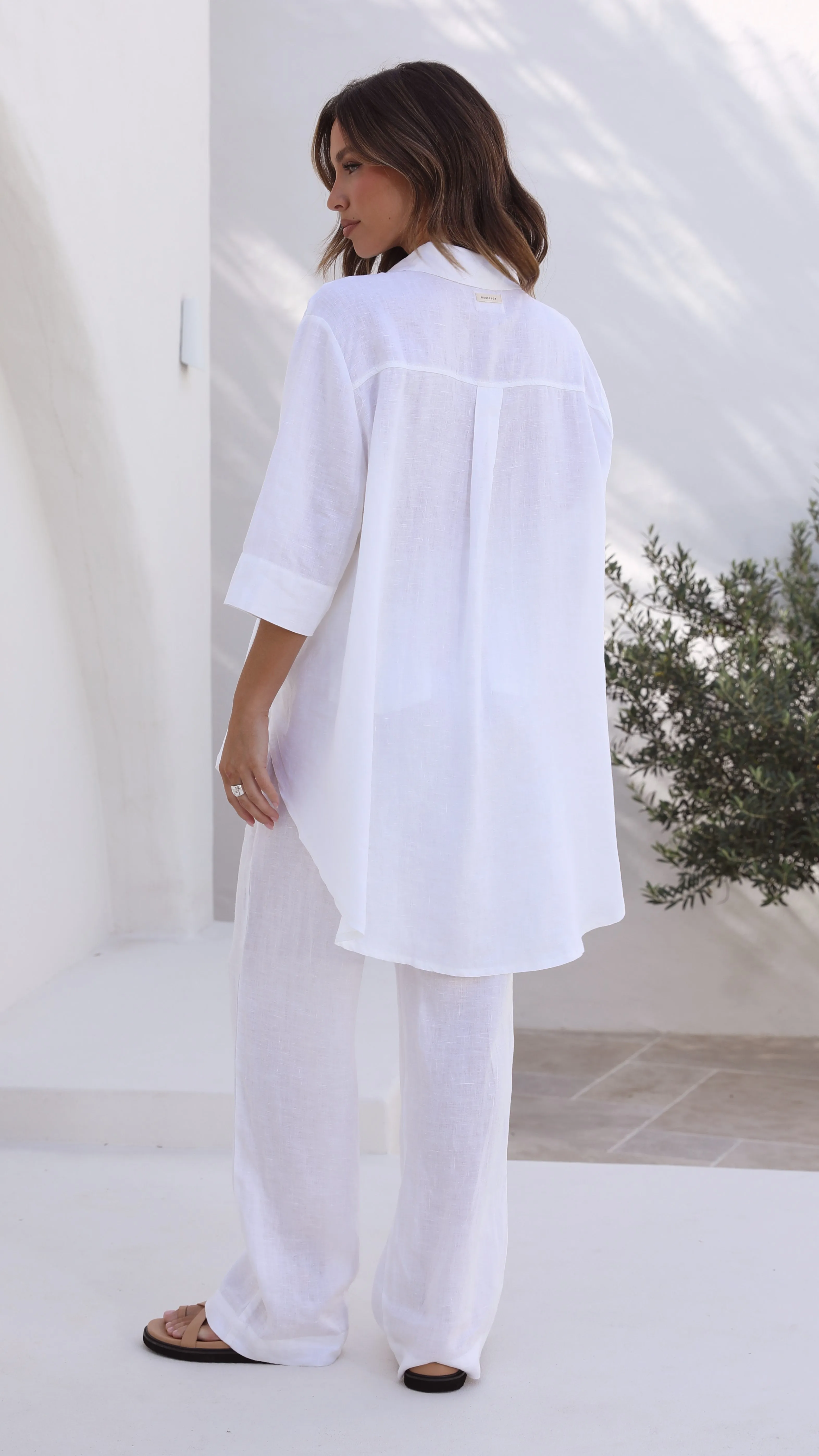 Lounge Linen Longline Shirt - White sold by Billy J product image thumbnail 3