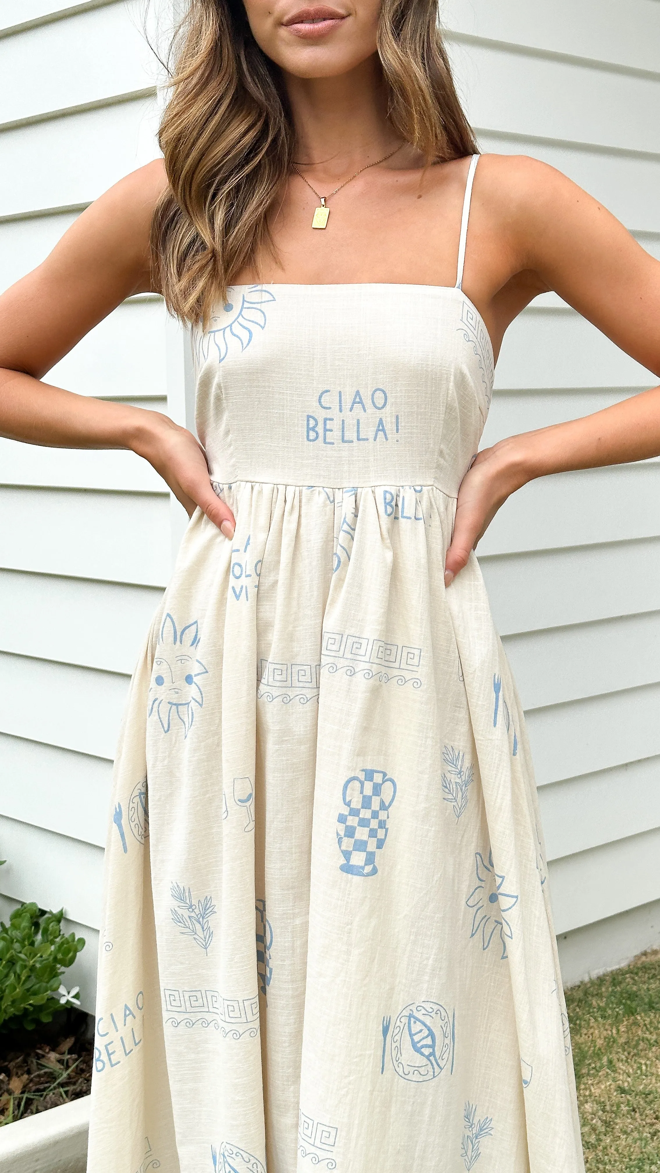 Yair Maxi Dress - Blue / Beige Ciao Bella sold by Billy J product image thumbnail 4