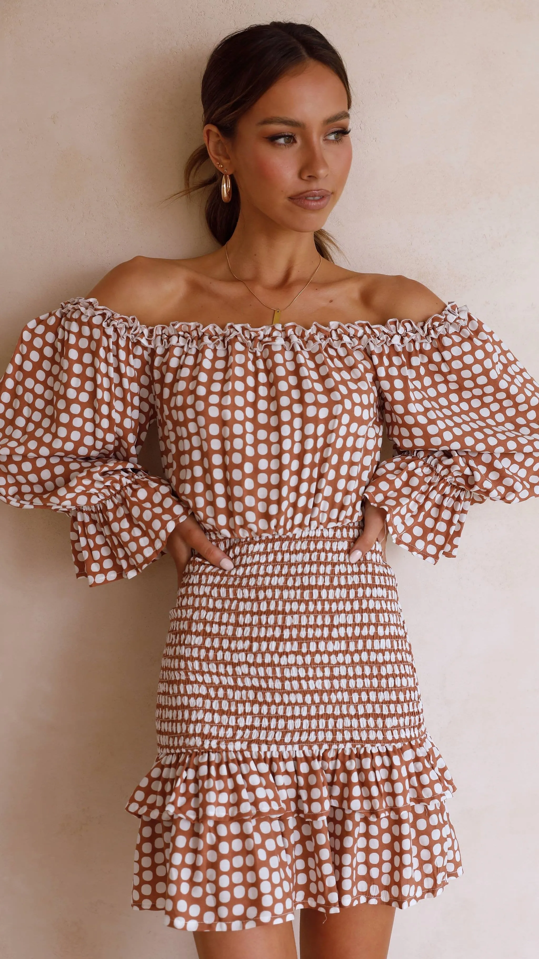 Candice Dress - Brown Spot sold by Billy J