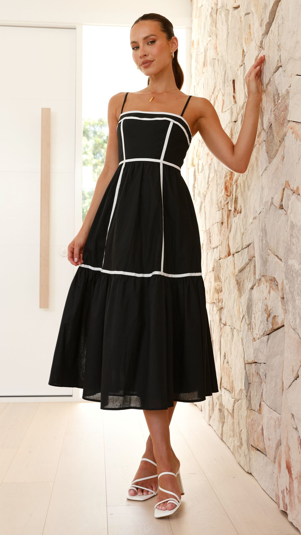 Baina Midi Dress - Black/White sold by Billy J