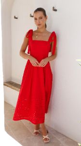 Norali Midi Dress - Red sold by Billy J