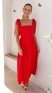 Norali Midi Dress - Red sold by Billy J