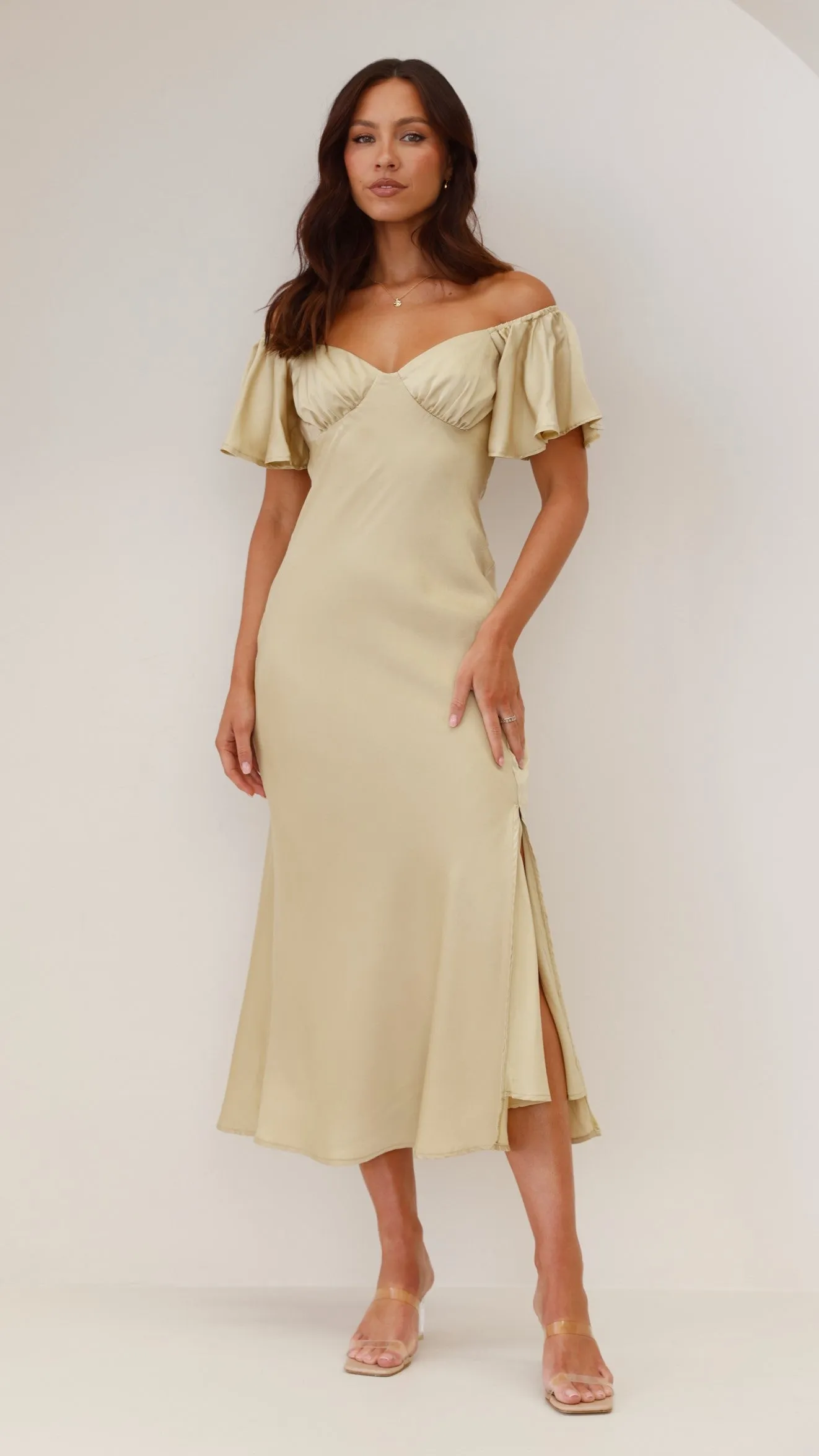 Louisa Midi Dress - Olive sold by Billy J