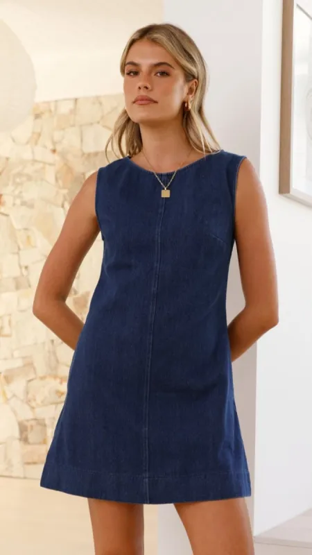 Palencia Mini Dress - Dark Blue sold by Billy J