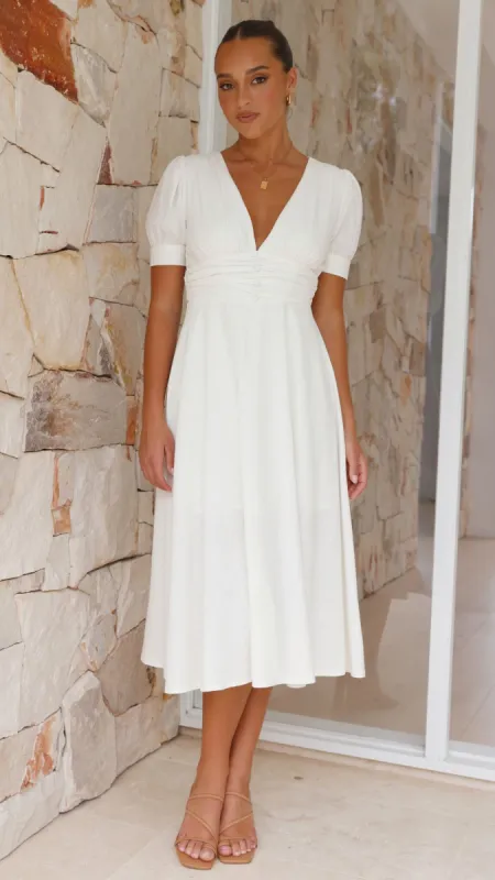 Idella Midi Dress - White sold by Billy J
