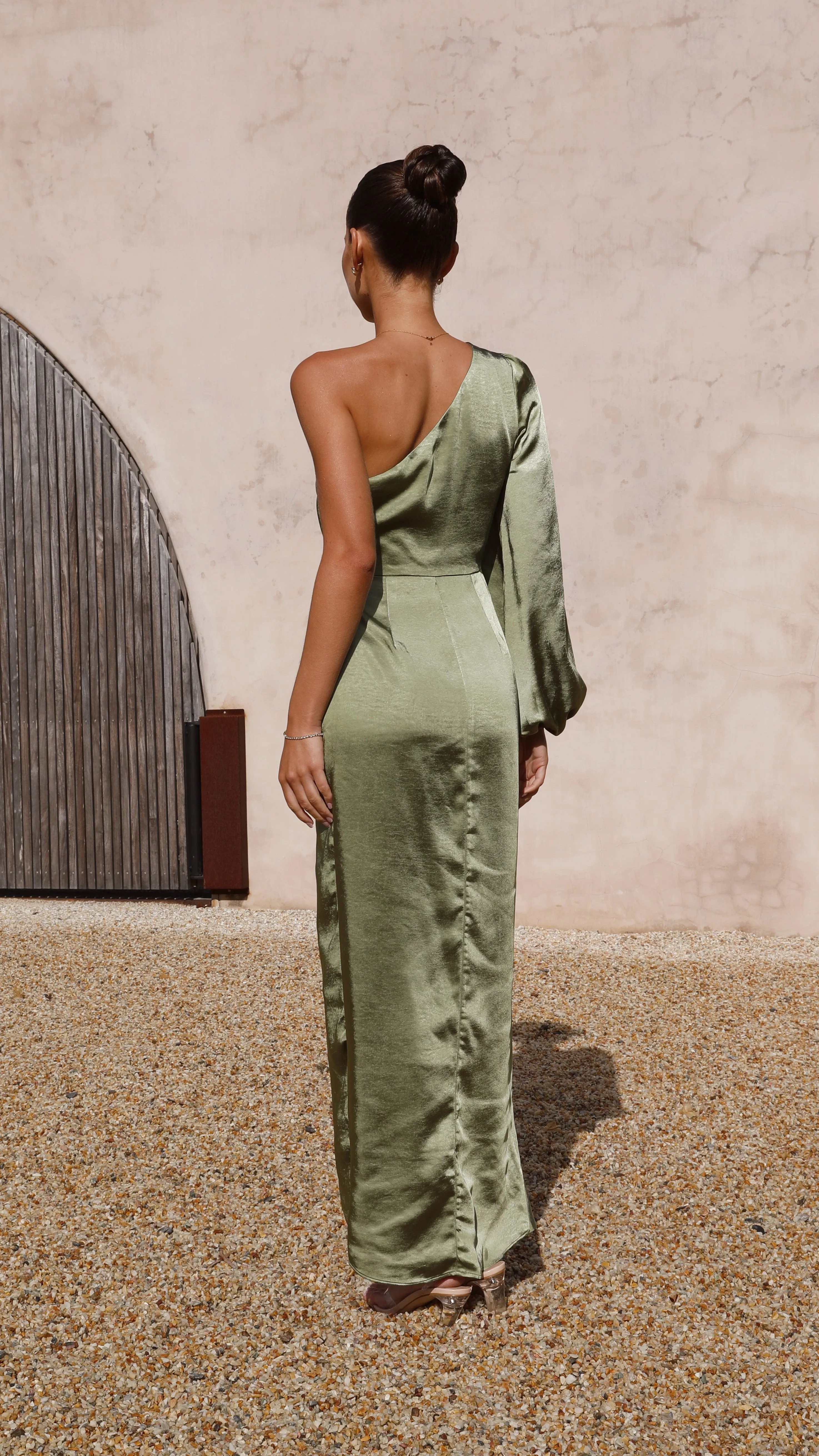 Heidi One Shoulder Maxi Dress - Olive sold by Billy J product image thumbnail 4