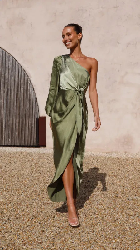 Heidi One Shoulder Maxi Dress - Olive sold by Billy J