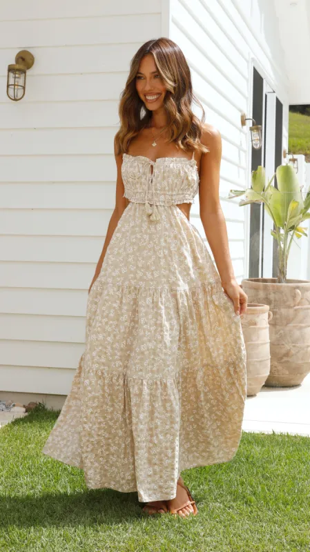 Vella Midi Dress - Beige Floral sold by Billy J