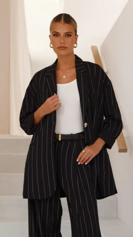 Thea Blazer - Black Pinstripe sold by Billy J