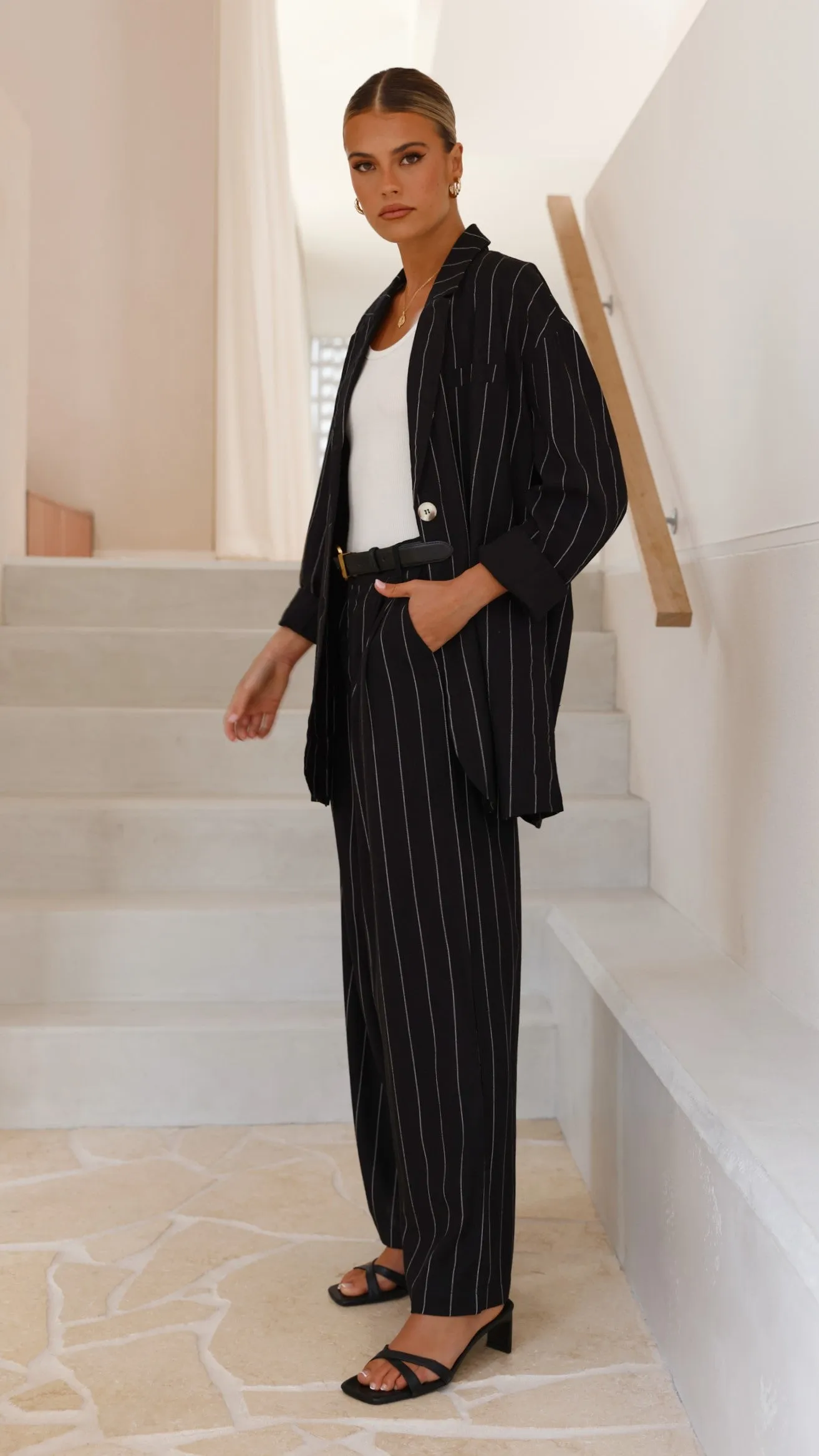 Thea Blazer - Black Pinstripe sold by Billy J product image thumbnail 3