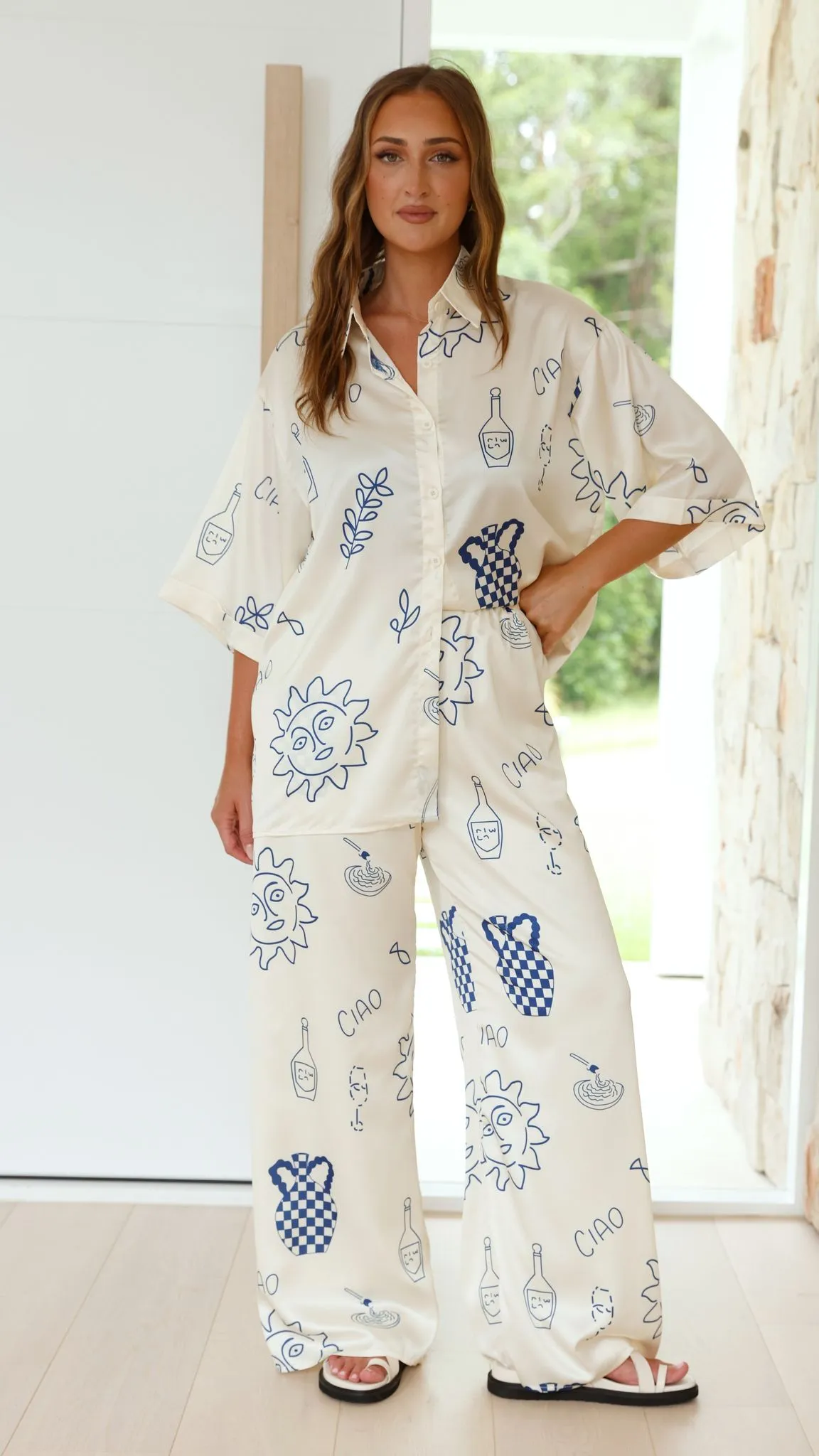 Bailie Shirt and Pants Set - Beige/Blue sold by Billy J product image thumbnail 5