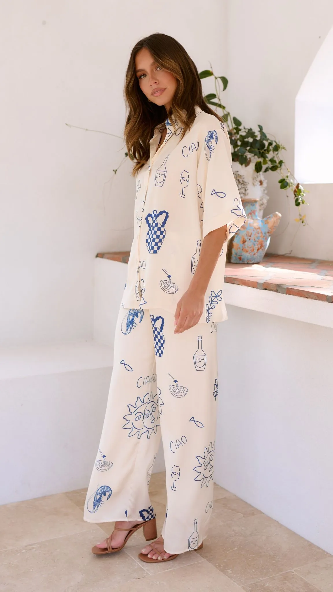 Bailie Shirt and Pants Set - Beige/Blue sold by Billy J product image thumbnail 3