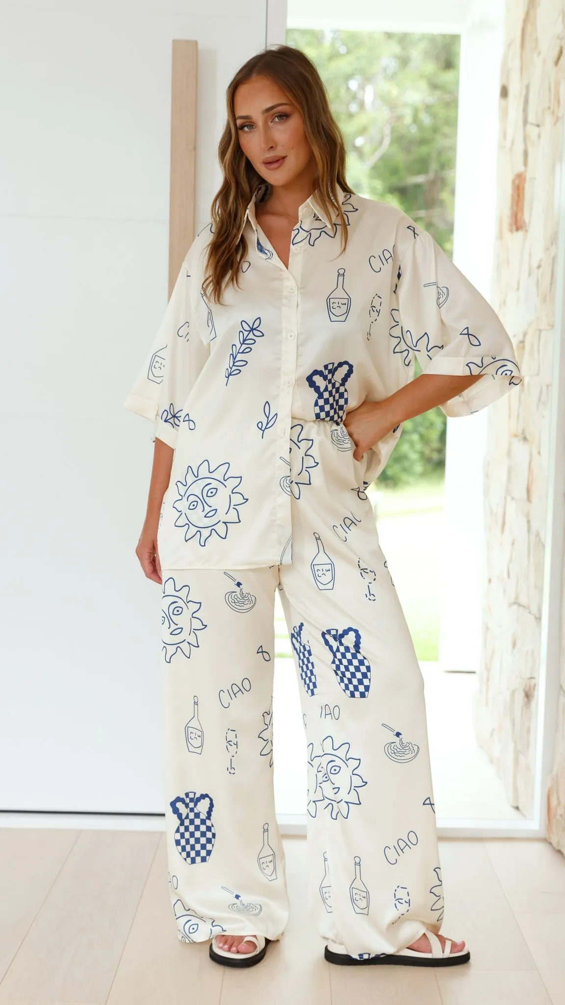 Bailie Shirt and Pants Set - Beige/Blue sold by Billy J product image thumbnail 2
