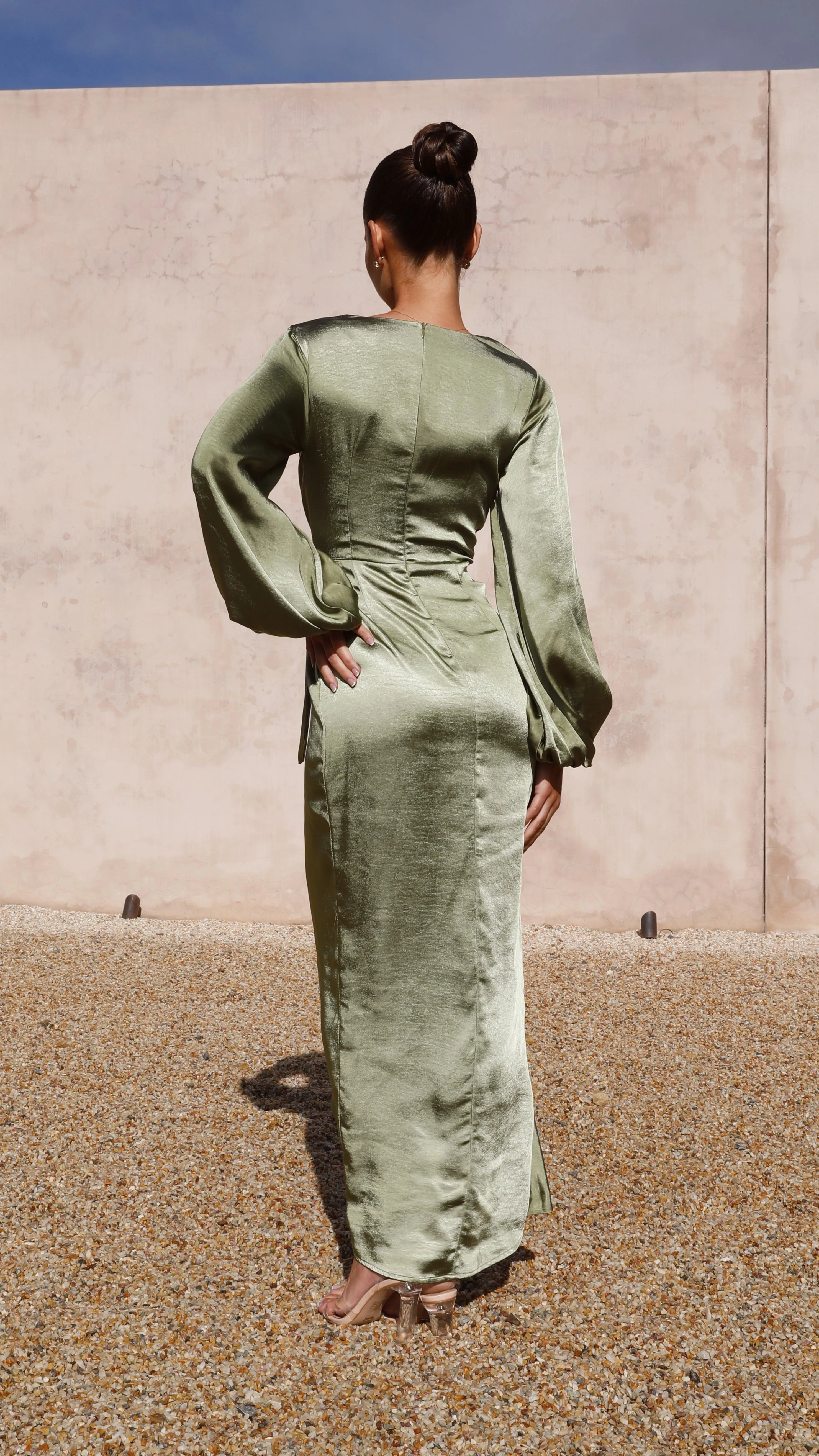 Naomi Long Sleeve Maxi Dress - Olive sold by Billy J product image thumbnail 3