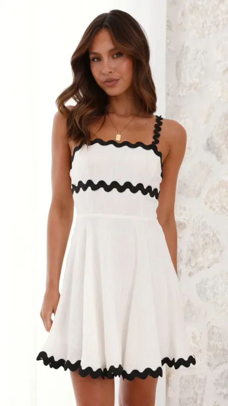 Lys Mini Dress - White/Black sold by Billy J