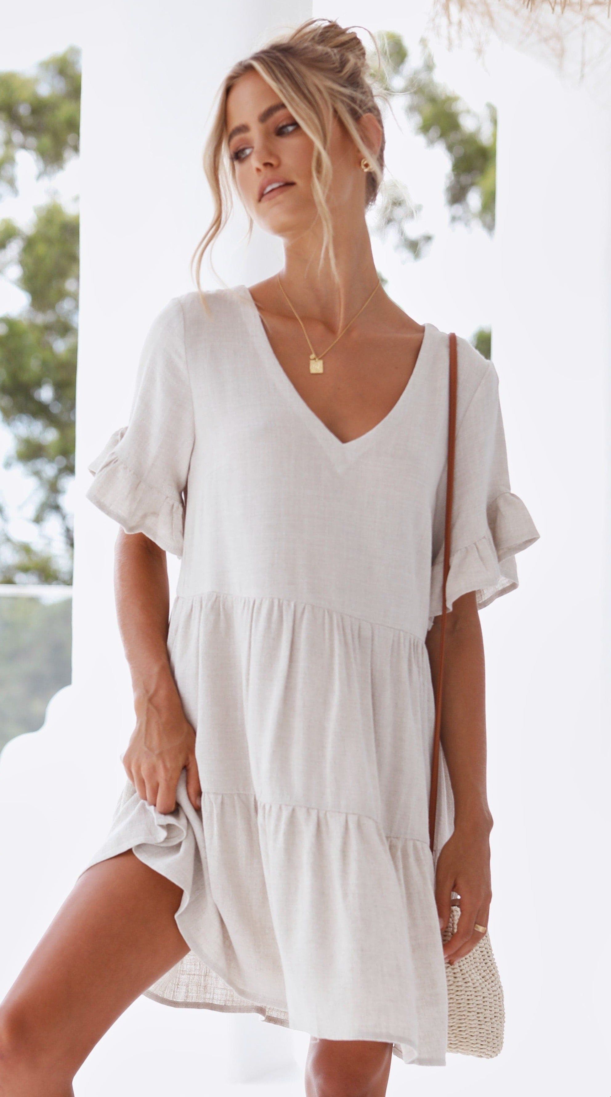 Mariah Mini Dress - Natural sold by Billy J