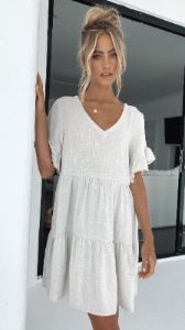 Mariah Mini Dress - Natural sold by Billy J