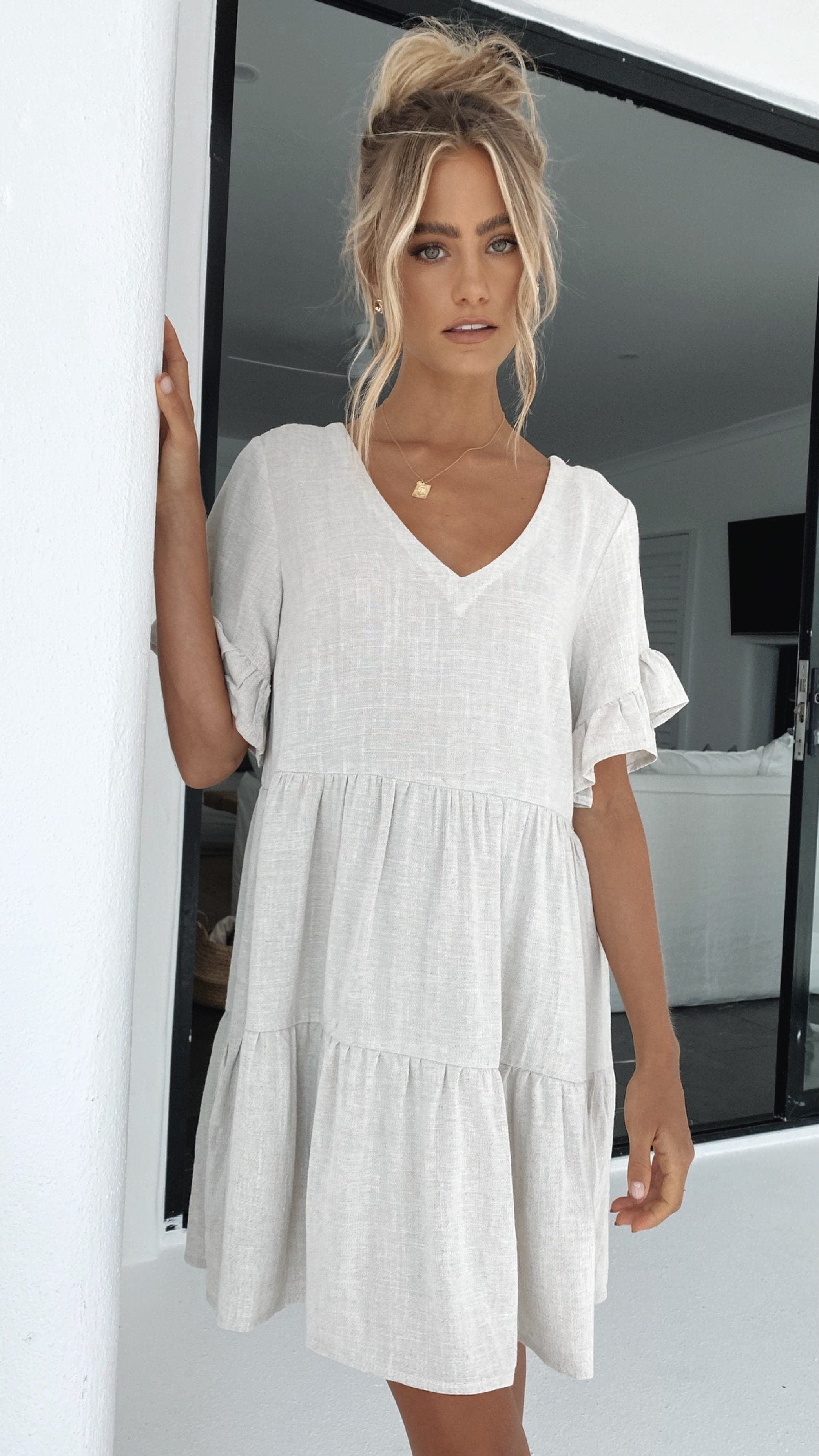 Mariah Mini Dress - Natural sold by Billy J product image thumbnail 2