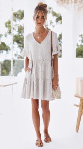 Mariah Mini Dress - Natural sold by Billy J