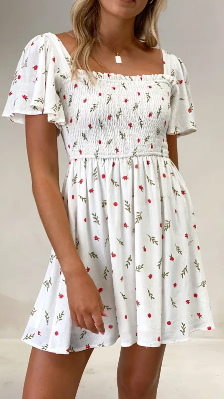 Molly Mini Dress - Red / Green Floral sold by Billy J