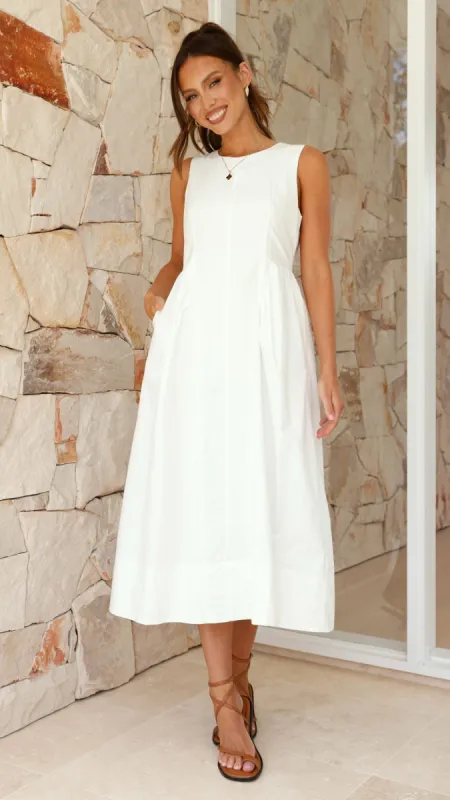 Nikayla Midi Dress - White sold by Billy J