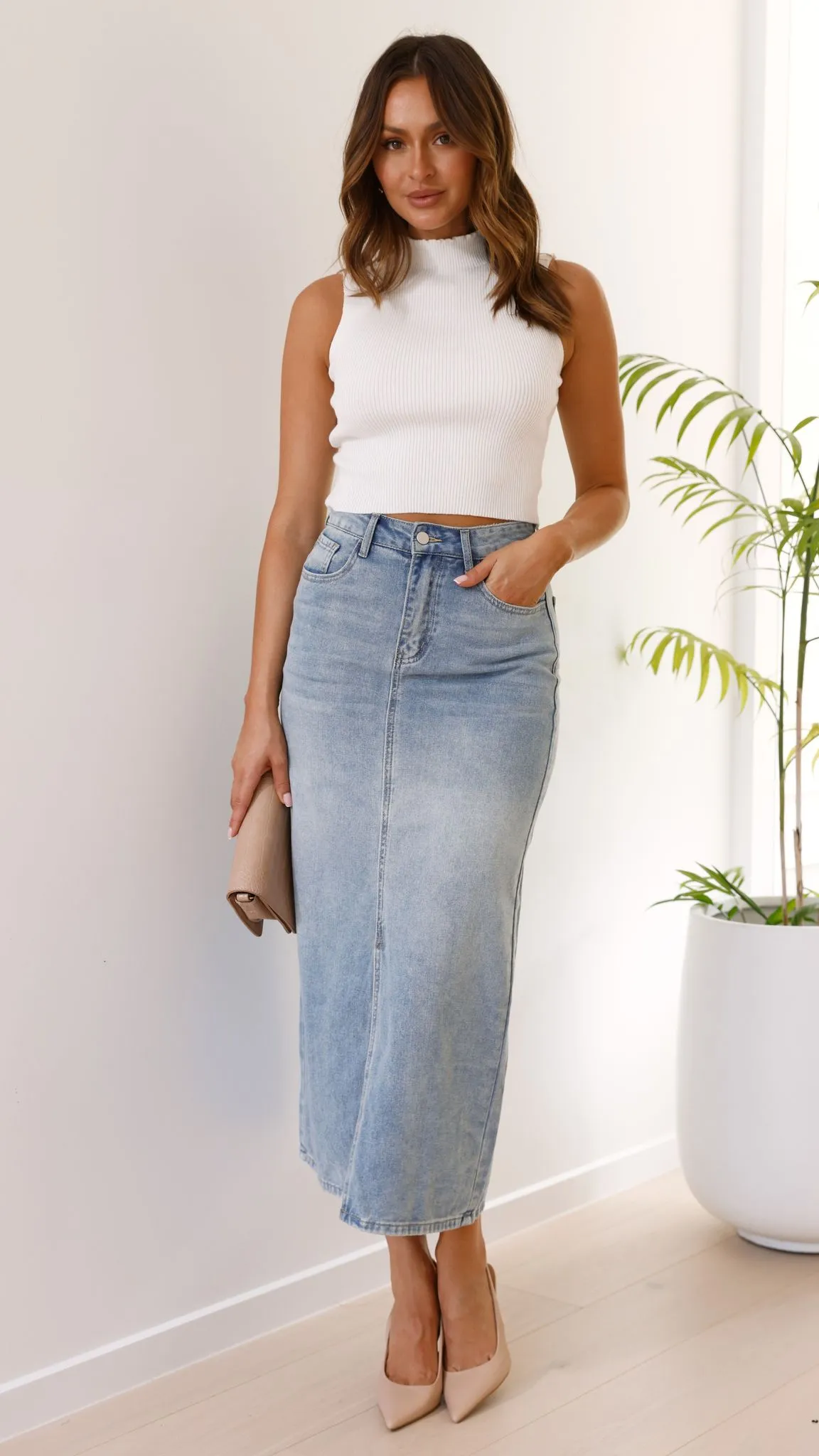 Idalis Maxi Skirt - Mid Blue Denim sold by Billy J product image thumbnail 5