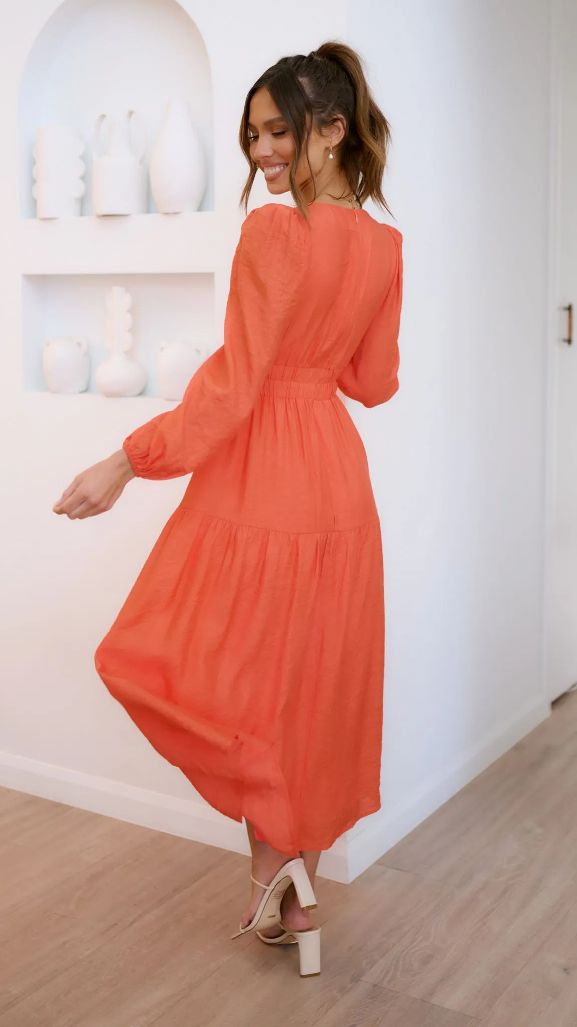 Erin Long Sleeve Midi Dress - Melon sold by Billy J product image thumbnail 5